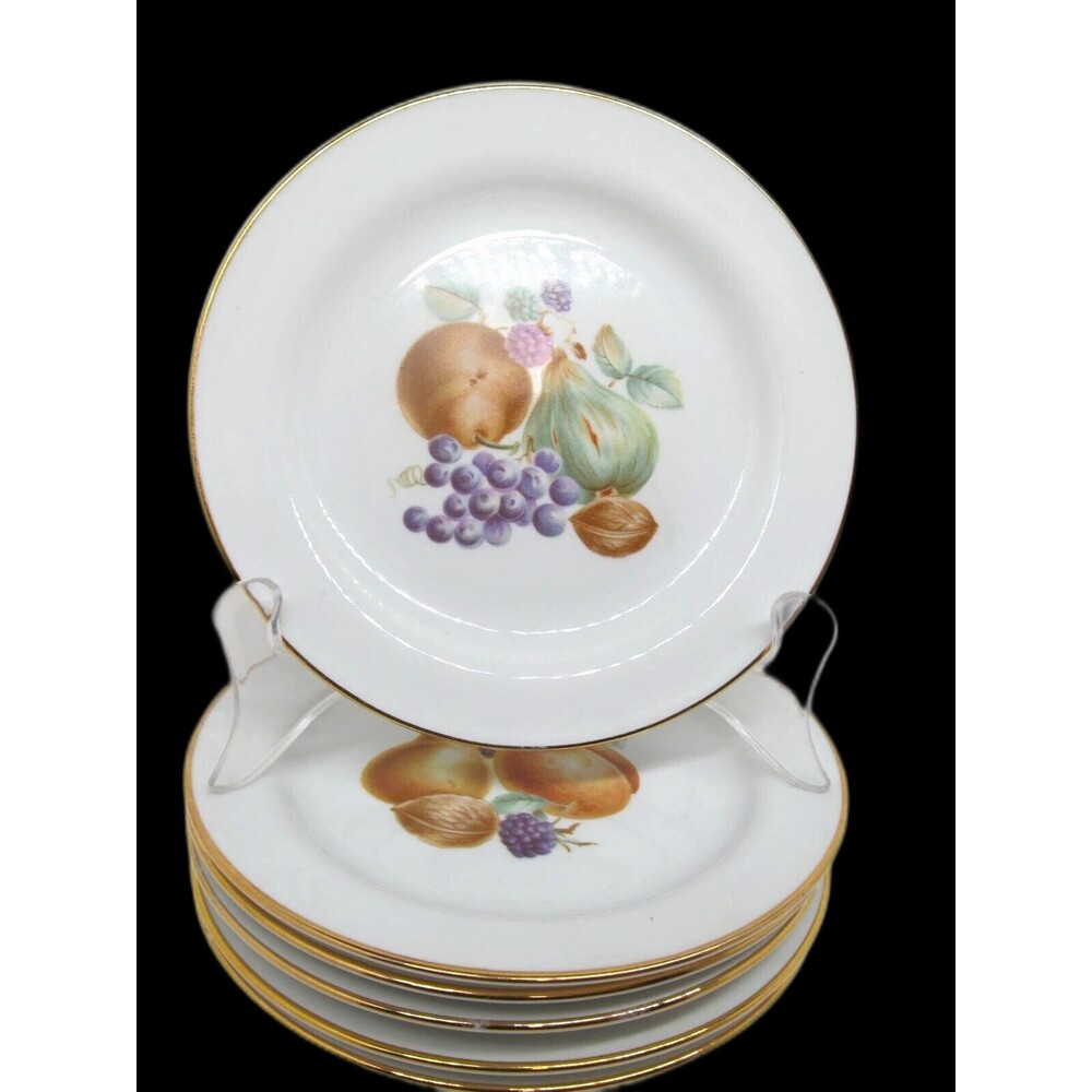 Richard Ginori Fruit Gold Trimmed 6 1/4" Dessert Plates Italy Bundle of 6